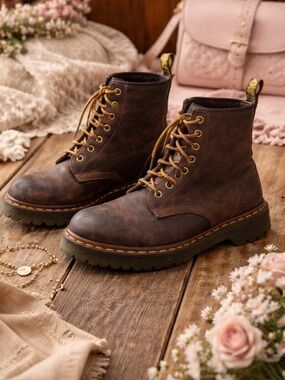 Dr. Martens 939 Ben Boots Brown Crazy Horse Leather 6 Eye Lace Up Rugged W 9 M 7